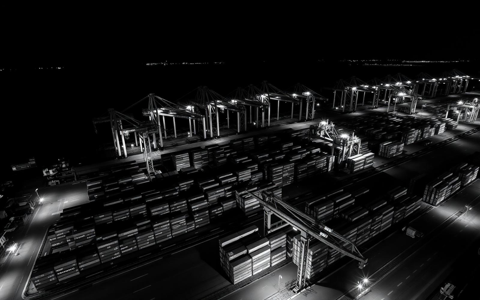Container port at night